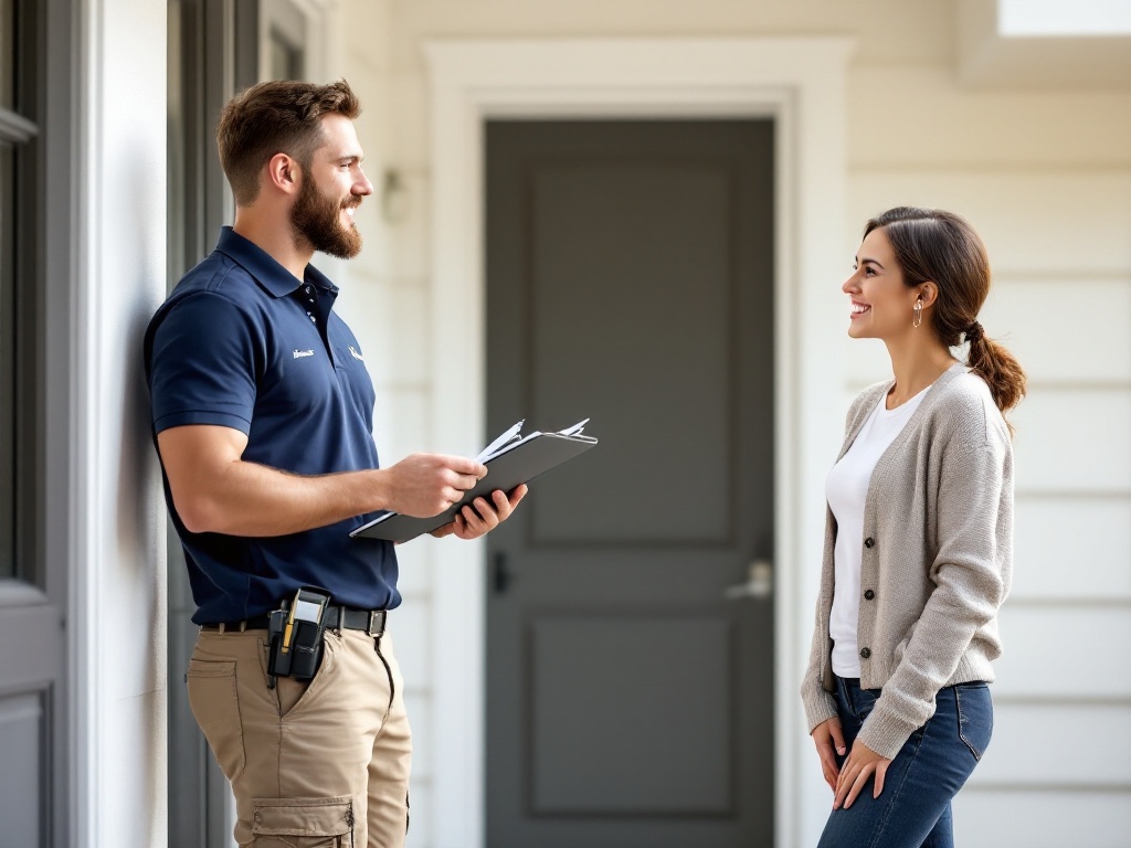 Pest control technician serving commercial business